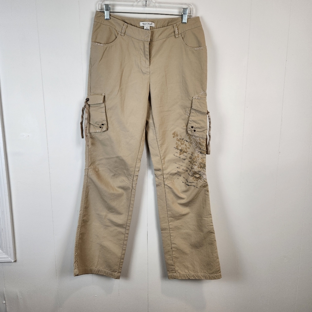 White House Black Market Khaki Distressed Carpenter Pants.